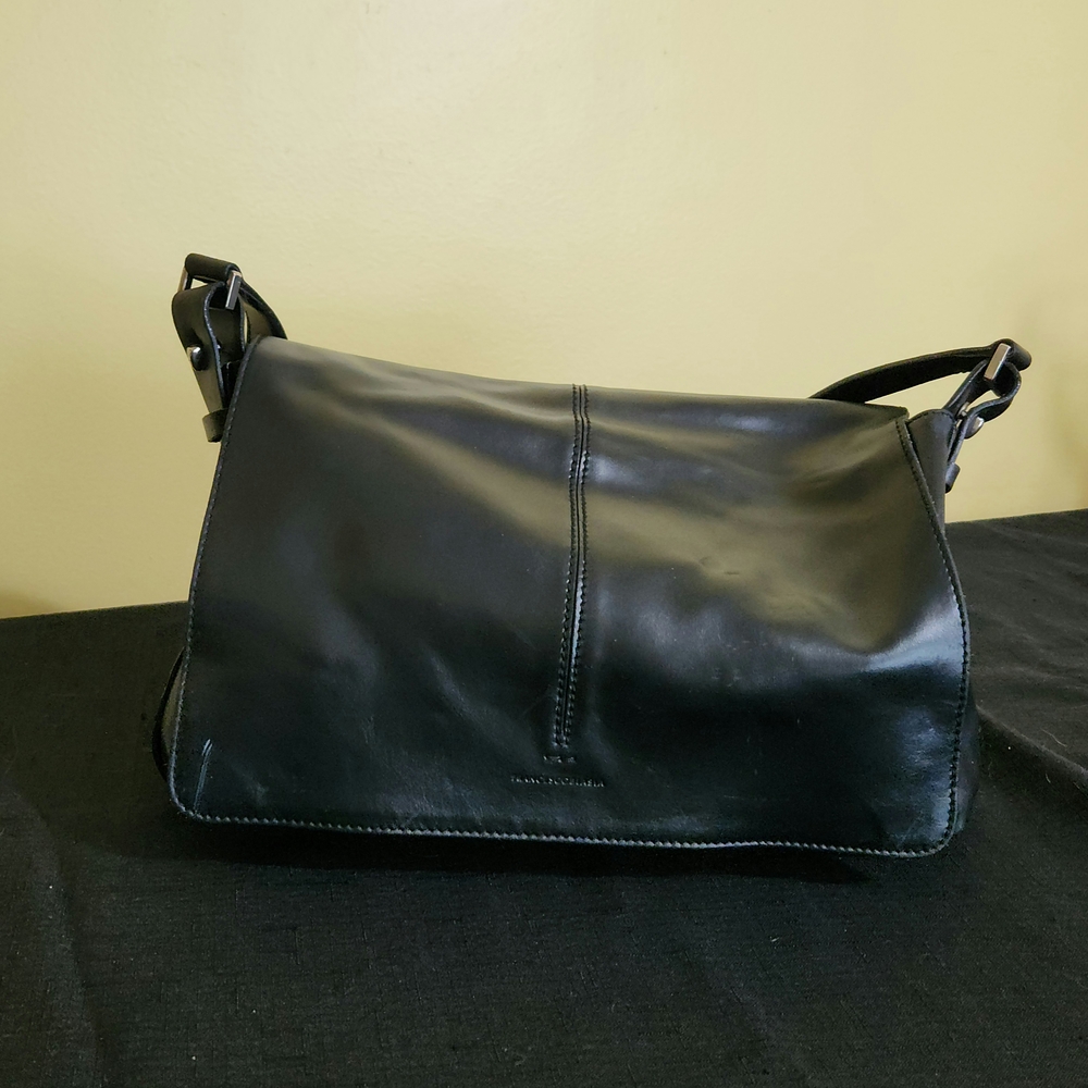 Black Faux Leather Shoulder Bag